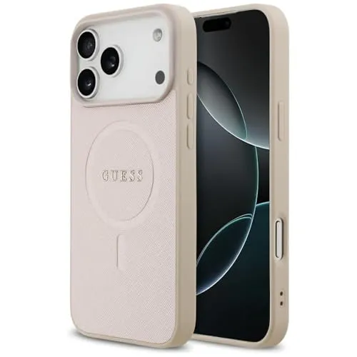 CG MOBILE Guess Saffiano Classic Logo kompatibel mit MagSafe Hülle für iPhone 17 Pro Max (Pink)