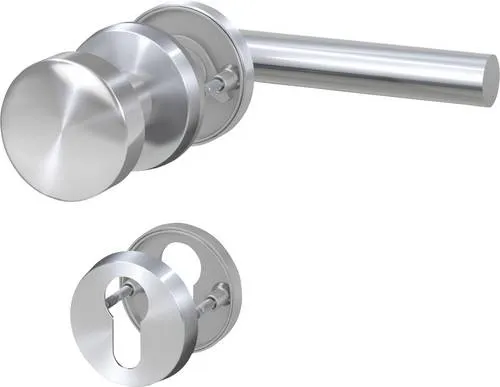 BASI Wechselgarnitur aus Edelstahl mit PZ-Lochung - Türsicherung mit hochwertiger Edelstahlverarbeitung und klassischer L-Form. Ideal für Zimmertüren mit beschränktem Zugang, einfache Montage und robuste Funktionalität.