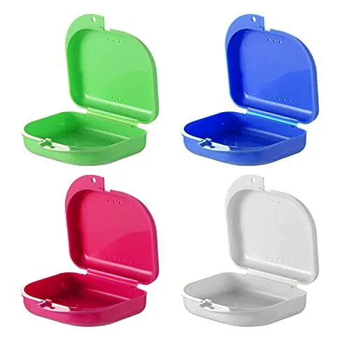 GmeDhc Zahnspangendose, 4 Stück zahnspangendose glitzer, zahnspangendose kinder lustig, zahnspangendose für lose zahnspange, prothesendose modern, gebissdose zahnprothesendose lustig