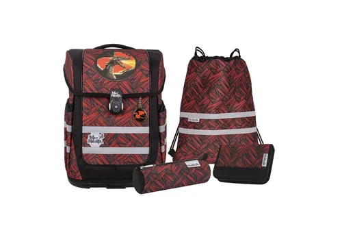 McNeill Schulranzen Ergo Compacto Set 5-teilig Zack rot - Schulranzen-Set mit ergonomischem Tragesystem, reflektierenden Elementen und viel Stauraum für Schulutensilien – ideal für Grundschüler.