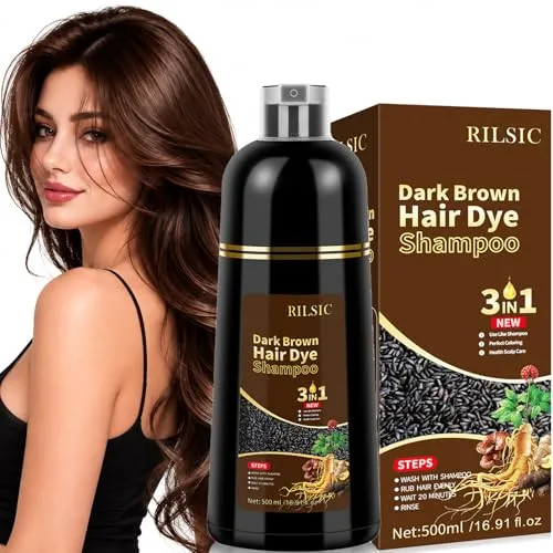 Haarfärbeshampoo Braun 3-in-1 – Sofort Färbe Shampoo für Männer & Frauen (500ml)