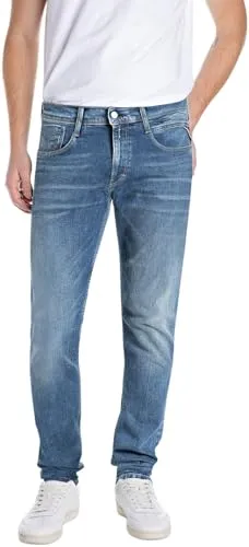 Replay 5-Pocket-Jeans Hose ANBASS blau W34/L34 - Stylische 5-Pocket-Jeans im slim fit Design, ideal für den lässigen Look. Aus hochwertiger Baumwolle-Elasthan-Mischung für optimalen Tragekomfort. Maschinenwaschbar und pflegeleicht.