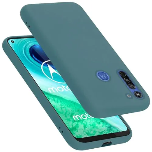 Cadorabo Hülle kompatibel mit Motorola Moto G8 Hülle Silikon Handyhülle für Moto G8 Case aus flüssigem Silikon- Kratzfeste und stoßfeste dünne TPU Schutzhülle - Liquid GRÜN