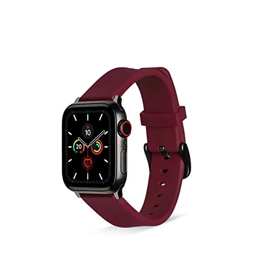 Artwizz WatchBand Silicone kompatibel mit Apple Watch Series 11/10/9/8/7 (42/41mm), SE/6/5/4 (40mm), 3/2/1 (38mm) - Silikon-Sportarmband mit Wechseladapter, Dunkelrot