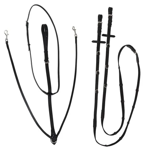 Kerbl 323595 Thiedemannzügel, schwarz, Größe Pony - Zügel-Martingal-Kombination mit Karabinerhaken, ideal für präzises Reiten und optimale Kontrolle, perfekt für Ponys.