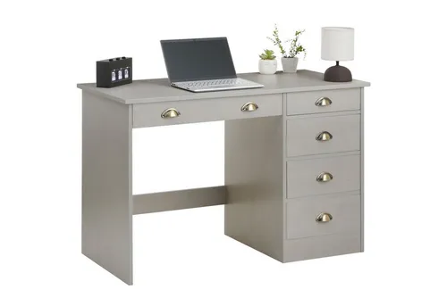 IDIMEX Schreibtisch Lana aus massiver Kiefer - Kinderschreibtisch im stilvollen Landhausdesign, bietet stabilen Halt und 5 praktische Schubladen für optimale Organisation.