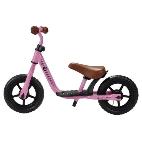 Bandits & Angels Metall-Laufrad Starter Rosa mit Trittbrett ab 2 Jahren – rosa Laufrad – Verstellbarer Sattel 29 bis 39 cm – für Jungen und Mädchen – niedriger Einstieg mit Trittbrett