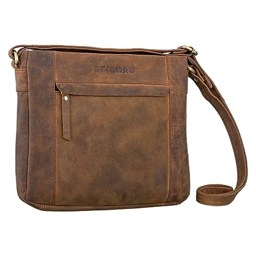 STILORD Terra Ledertasche Damen Umhängetasche Vintage Handtasche für Frauen Klassische Schultertasche Freizeittasche zum Umhängen Echtleder Farbe:vinto - braun