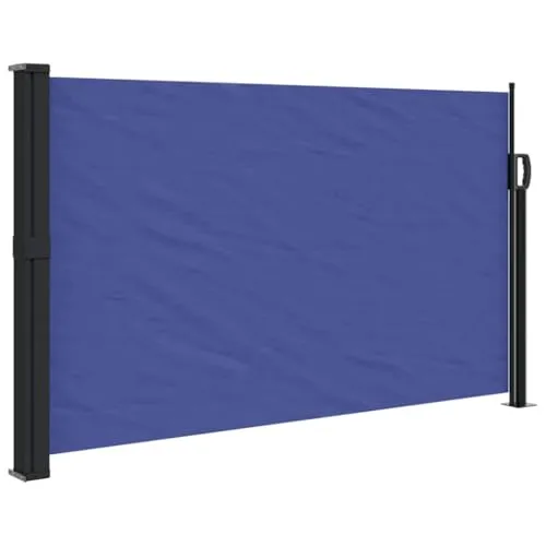 vidaXL Ausziehbare Seitenmarkise Blau 117x300 cm - Sichtschutz für Balkon und Terrasse, wasserfest und UV-beständig mit praktischem Auszieh-Design für sofortige Privatsphäre.