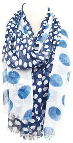 Damen Schal modischer Longschal Dots-Print und Pailletten ca.90x180cm blau NEU