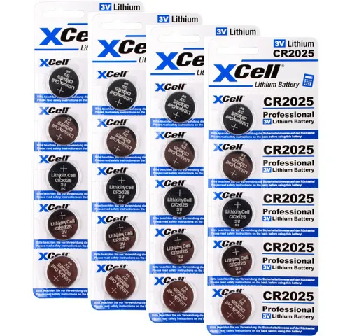 XCell 20x CR2025 Lithium-Knopfzelle 3V / 170mAh (4x 5er Pack) Knopfzelle