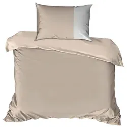 Cremefarbene Renforcé-Bettwäsche 155x220 cm - Hochwertige Bettwäsche in Creme und Beige, aus weichem Textil mit anschmiegsamer Oberfläche. Ideal für angenehme Nächte und stilvolle Schlafzimmergestaltung.