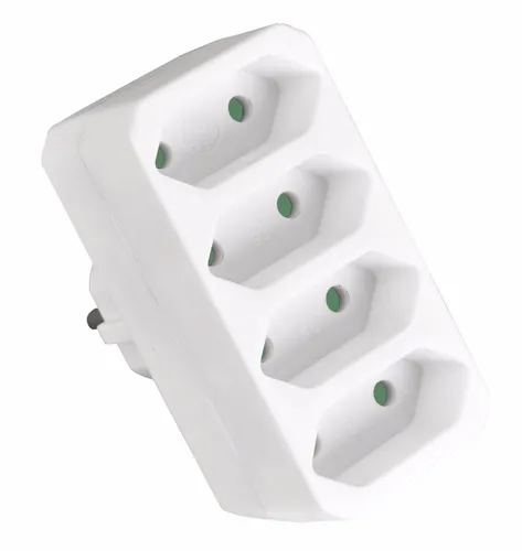 Fach Euro Adapter für Flachstecker Mehrfachstecker Adapter Stecker Euro 4 Fach 4