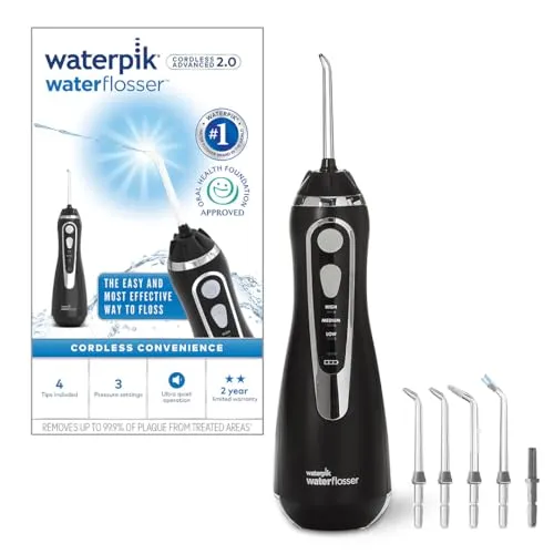 Waterpik WP-582 - Kabellose Munddusche für unterwegs, wasserdicht und ideal für die Dusche, fördert gesundes Zahnfleisch