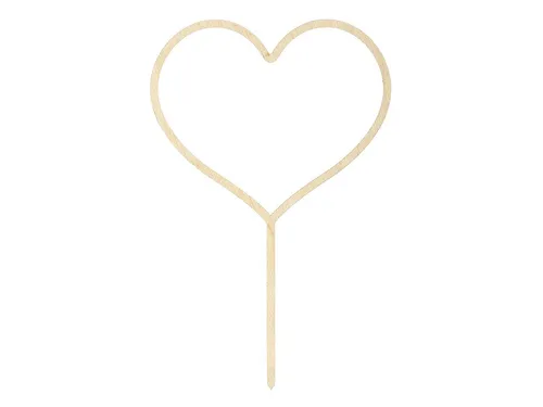 partydeco Tortenstecker, Cake Topper Herz Holz 23cm natur