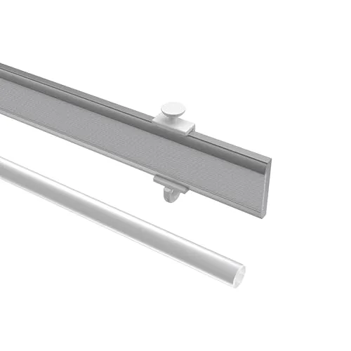 Interdeco Paneelwagen Silbergrau 60 cm aus Aluminium mit Klettband kürzbar für Gardinenschienen, Typ 1620701