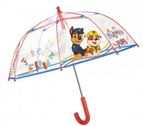 PERLETTI Transparent Kuppel-Schirm Stockschirm Kinder Regenschirm, PAW PATROL