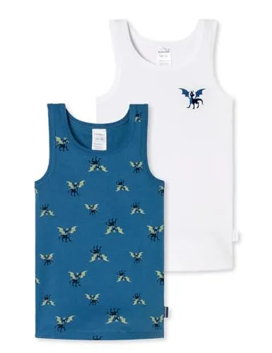 Schiesser Jungen 2 Pack Unterhemd Feinripp-100% Organic Bio Baumwolle-Größe 92 bis 140 Unterwäsche, Sortiert 3_181843, 98