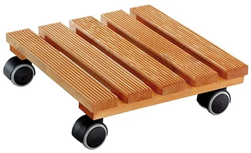 Wagner Kübelroller Country 28 cm x 28 cm - Hellbraun FSC, ideal für klassische Landhaus-Stile und hochwertige Mobilität für Pflanzengefäße