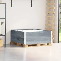 vidaXL Paletten-Aufsatzrahmen 2 Stk. Grau 100x100 cm aus Massivholz - Zubehör für Gewächshäuser: Robuste Aufsatzrahmen aus massivem Kiefernholz, stapelbar und faltbar für vielseitige Anwendungen im Garten und Transport.