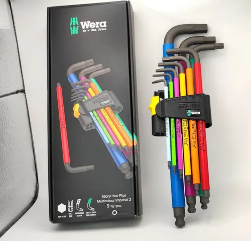 Wera 05022640001 950 9 Hex-Plus Multicolour Imperial - 9-teiliges Winkelschlüsselsatz für Innensechskantschrauben, langlebig und mit abriebfester Griffkennzeichnung