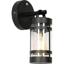 QAZQA Ruben Außen Wandleuchte schwarz IP44 mit Dämmerungssensor - Außenwandleuchte im industriellen Design, ideal für Garten und Terrasse. Mit IP44 Schutz und Dämmerungssensor für automatisches Ein- und Ausschalten.