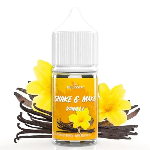 Belissia Shake and Make Vanille - 30ml hochdosiertes Lebensmittelaroma - zum Nachfüllen - Für Backen, Speisen, Getränke, Shakes, DIY & Raumduft - Vegan & ohne Zusatzstoffe