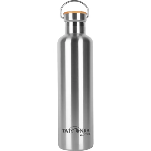 Tatonka Hot + Cold Stuff Bamboo Lid 1000 - Thermoflasche - Outdoor Flasche aus doppelwandigem Edelstahl, ideal für warme und kalte Getränke, mit nachhaltigem Bambusdeckel und BPA-freier Silikondichtung.