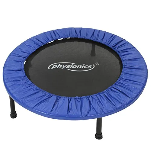 Physionics® Fitness Trampolin - Ø 91cm, max. 100 KG - Trampolin für Indoor und Outdoor, ideal für Ausdauertraining und Verbesserung von Gleichgewicht sowie Koordination. Robuste Bauweise mit rutschfesten Füßen und Randabdeckung für Sicherheit.