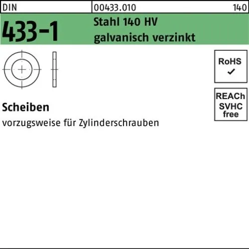 500er PACK(Stk)  000433001009037000 Scheibe DIN 433-1 3,7 x 7 x0,5 Stahl 140 HV