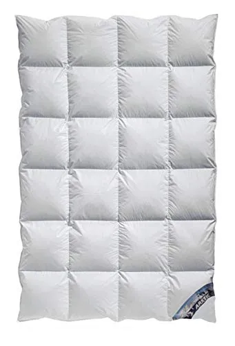 Arktic Kassetten Daunendecke 155x220 cm – 100% Natur - Hochwertige Übergangsdecke mit 860 g Daunenfüllung, ideal für angenehme Nächte. Schadstoffgeprüft und mit kontrollierter Qualität. Perfekt für wärmeres Schlafklima!