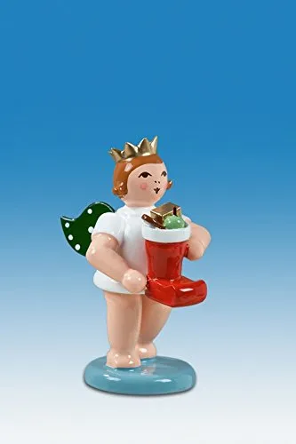 Rudolphs Schatzkiste Holzfigur Engel mit Nikolausstiefel - Weihnachtlicher Zierschmuck - handgefertigte 6 cm große Holzfigur eines Engels mit Nikolausstiefel und Krone, ideal als festliche Dekoration oder Blickfang für Ihr Zuhause.