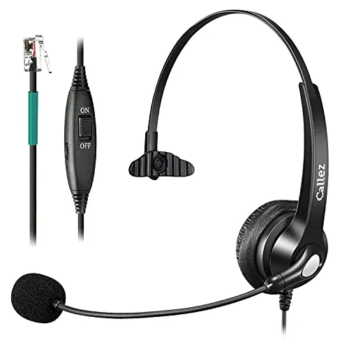 Telefon Headset RJ9 mit Mikrofon Noise Cancelling, Festnetztelefon Kopfhörer für Gigaset DA710 Polycom VVX411 Avaya 1408 Fanvil X4 Alcatel-Lucent Büro Call Center Deskphone, Kristallklar Chat