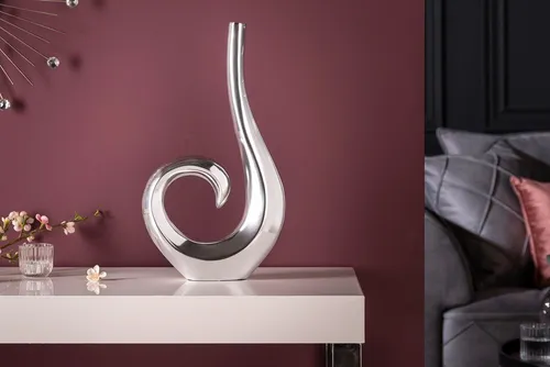 riess-ambiente Tischvase WAVE 47cm - Elegante Dekovase aus poliertem Aluminium - Tischvasen, edles Design und glänzendes Aluminium machen diese Vase zum Blickfang in jedem Raum, ideal für Blumen oder als stilvolles Deko-Objekt.