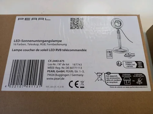 PEARL RGB-LED-Sonnenuntergangslampe mit Fernbedienung