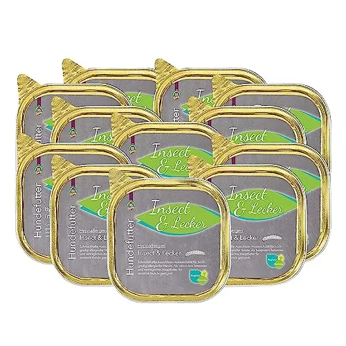 Schecker Hypoallergen Insect & Lecker 12 x 200 g - Hundefutter für sensitive Hunde, besonders fettarm und hypoallergen, ideal für Allergiker mit 100 % Insektenprotein als einzige tierische Proteinquelle.