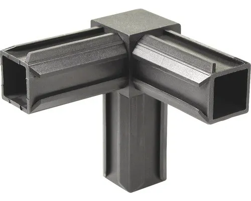 Produktbild XD-Rohrverbinder 90° mit rechwinkeligem Abgang für Vierkantrohre 20x20x1,5 mm Ku