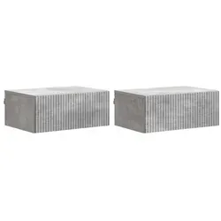 vidaXL Wandmontierter Nachttisch 2er Set Betongrau 49 x 34,5 x 20 cm