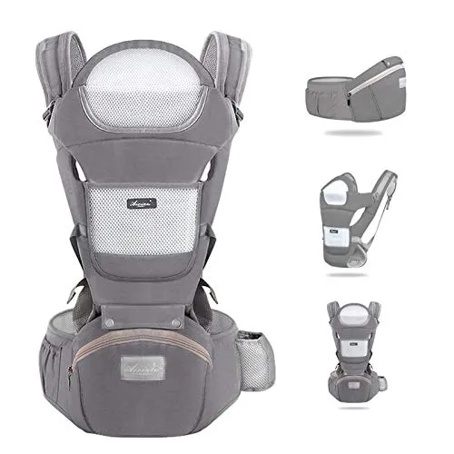 Baby-Tragetasche, Babytragetasche, mit Kopfstütze und Kapuze, reine Baumwolle, atmungsaktiv, leicht, ideal für Neugeborene und Kinder von 0-36 Monaten