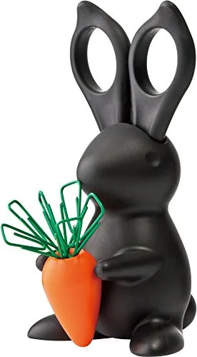 Unbekannt Schreibtisch-Set Desk Bunny - Scheren & Büroklammer-Halter in einem, der süße Desk Bunny aus Kunststoff ist praktisch und dekorativ, mit abnehmbaren Ohren und Magnet für Büroklammern.