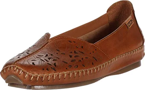 Pikolinos Damen Halbschuh Slipper Jerez - Trendiger Braun Slipper mit floralen Cutouts - Halbschuhe mit luftigen Stanzmustern, flexible rutschhemmende Sohle und herausnehmbares Fußbett für hohen Tragekomfort - ideal für sommerliche Outfits.