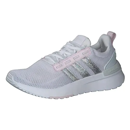 Adidas Racer Tr21 K Sneaker, FTWR White Blue Tint S18 Almost Pink, 40 EU - Sneaker für Jungen, atmungsaktives Mesh-Obermaterial und geformtes TPU-Fersenteil für einfaches An- und Ausziehen, ideal für aktive Kleinkinder.