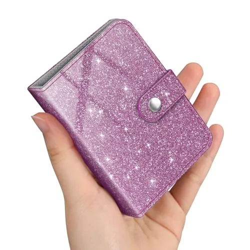 Fintie Mini Fotoalbum für 2x3 Zoll Filme - 52 Taschen kleine Alben für Fujifilm Instax Mini Sofortbildkamera/Polaroid Hi-Print Bilder, Kpop Fotokartenhalter Binder, (Glitzerndes Violett)