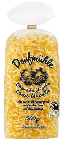 Dorfmühle Schwäbische Spätzle 500,0 g - Sonstige Speisen, traditionelle schwäbische Spätzle für vielseitige Gerichte. Ideal für kreative Kombinationen mit Saucen und Zutaten, die der ganzen Familie schmecken.