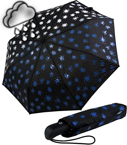 iX-brella first class Automatik Wetprint - Farbwechsel Regenschirm - Taschenschirm für Damen mit einzigartigem Farbwechsel bei Nässe. Erleben Sie den wow-Effekt, wenn die Farben bei Regen wechseln! Mit praktischem Auf-Zu Automatik und ergonomischem Griff für höchsten Komfort.