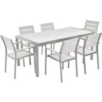 Produktbild BELIANI Gartenmöbel Set Weiß Aluminium Kunstholz 6-Sitzer