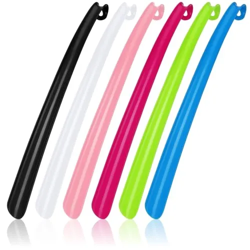 com-four® 6X Schuhlöffel (42 cm) – Schuhanziehhilfe aus Kunststoff mit Aufhängeloch, Leichter Schuhanzieher, komfortabel & stabil für müheloses Anziehen Aller Schuhe (06 Farben - 42 cm)