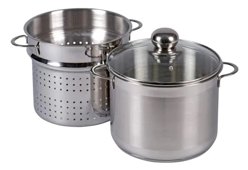 Krüger Haushaltswaren SPA24 Spaghetti-Topf 24cm - Edelstahl Spaghettitopf 24 cm, ideal für alle Herdarten inkl. Induktion, mit hochwertigem Kapselboden und praktischem Glasdeckel für perfektes Kochen.