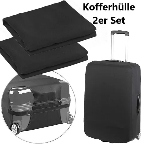 NEU 2er Set Kofferhülle elastisch schwarz Schutzhülle 42cm für Koffer Reise Flug