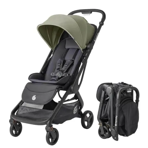 Ergobaby Metro3 Kinderwagen Buggy mit Liegefunktion, Baby-Buggy ab Geburt bis 22kg (0-4 Jahre), Zusammenklappbar und Autositz Kompatibel, höhenverstellbarer Griff, ergonomischer Sitz, Soft Olive
